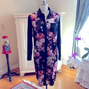 Pink Tartan Floral Shirt Dress